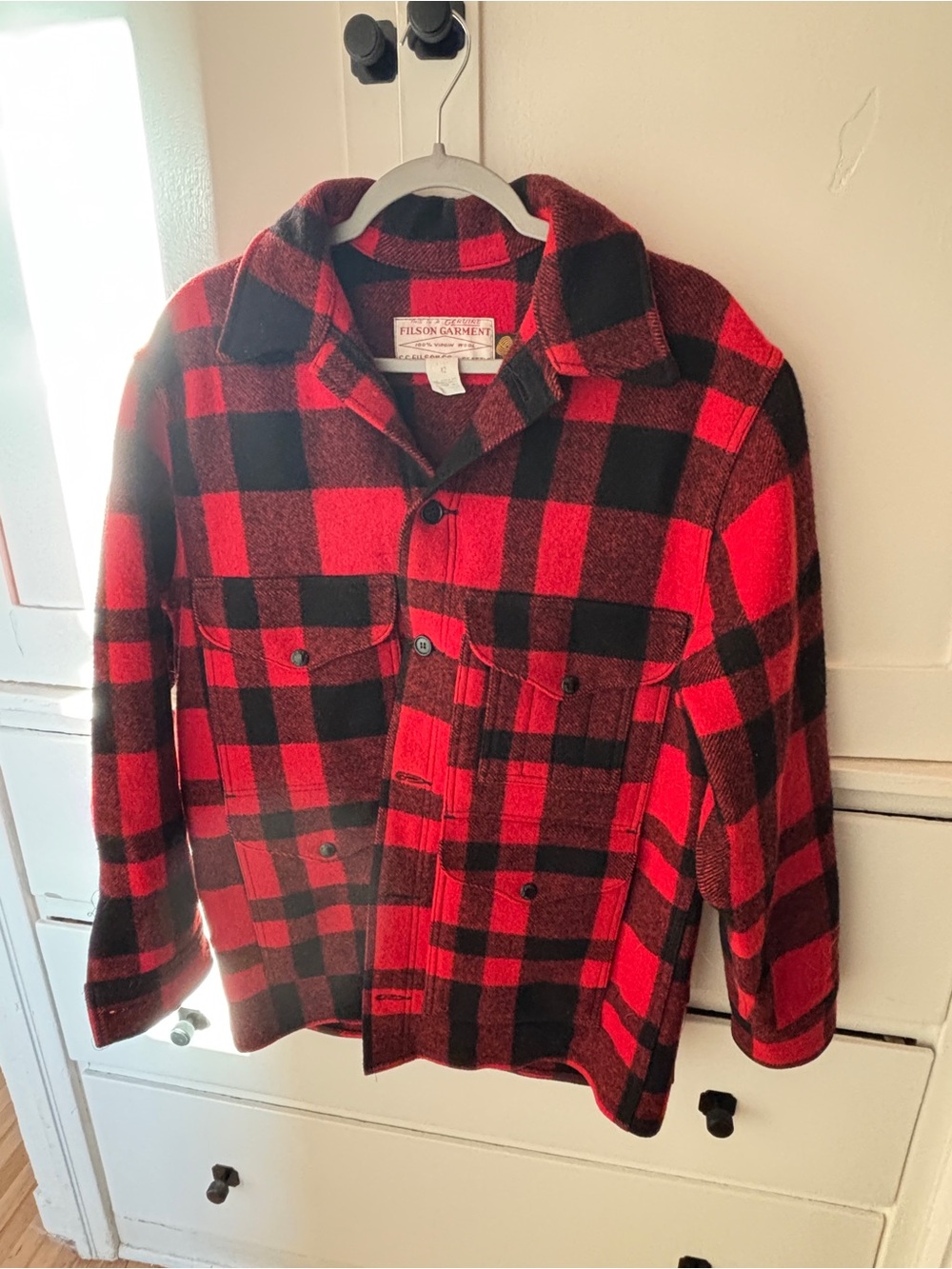 Filson Mackinaw Red & Black Buffalo Plaid Wool Jacket
